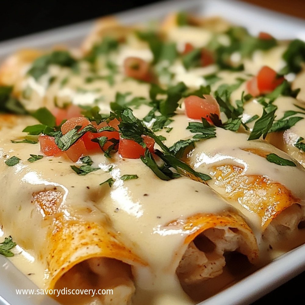 Köstliche Hähnchen-Enchiladas mit Sahnesauce – Savory Discovery ...